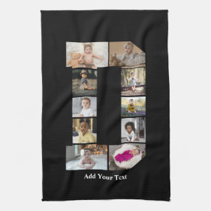 Design Your Own Letter D Photo Collage Kitchen Towel