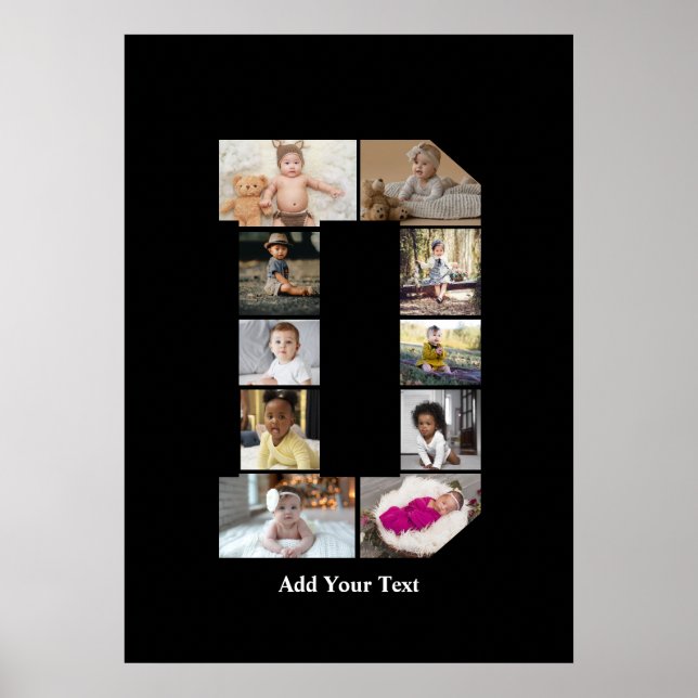 Design Your Own Letter D Photo Collage Poster (Front)