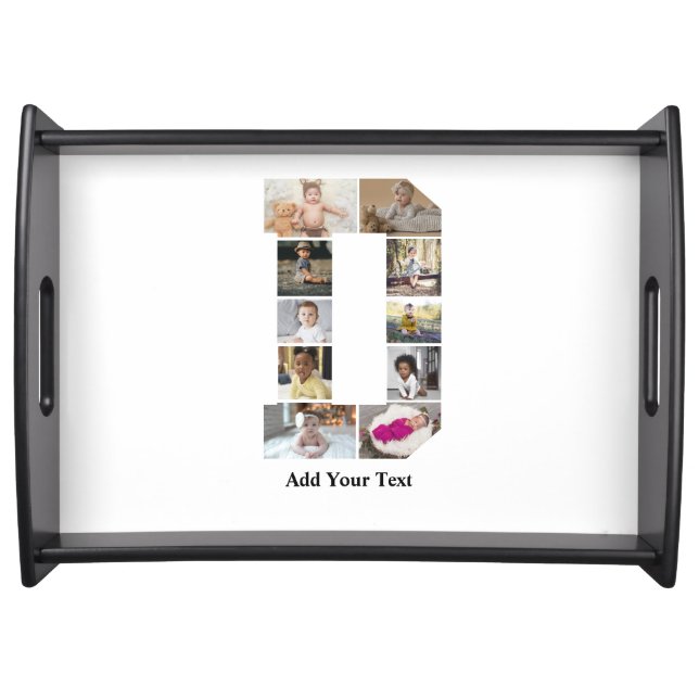Design Your Own Letter D Photo Collage Serving Tray (Front)