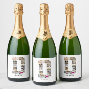 Design Your Own Letter D Photo Collage Sparkling Wine Label