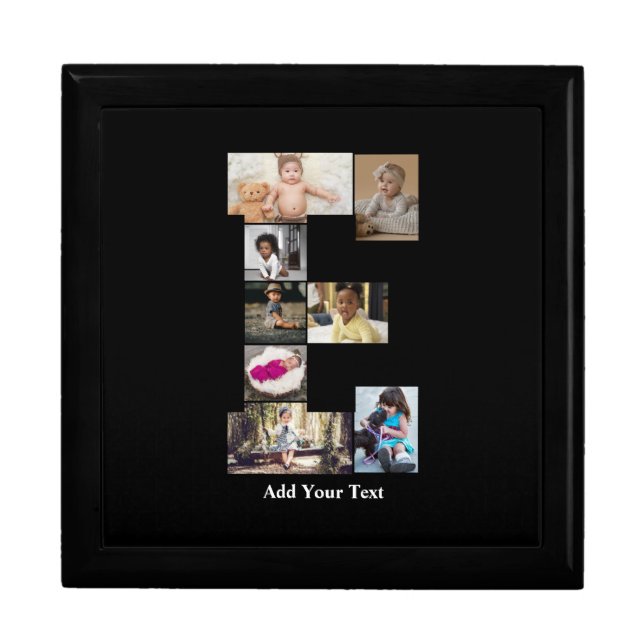 Design Your Own Letter E Photo Collage Gift Box (Front)