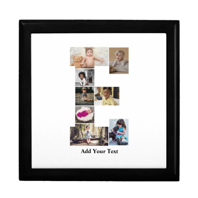 Design Your Own Letter E Photo Collage Gift Box (Front)