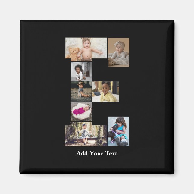 Design Your Own Letter E Photo Collage Magnet (Front)