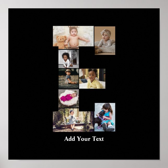 Design Your Own Letter E Photo Collage Poster (Front)