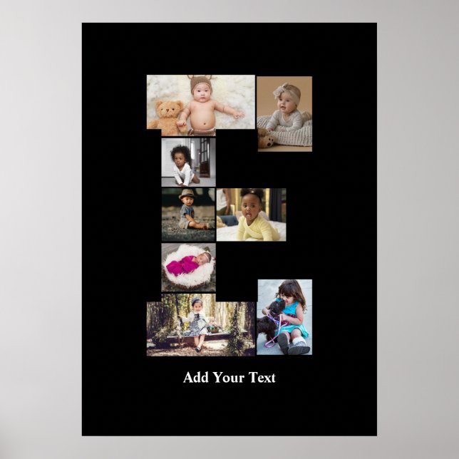 Design Your Own Letter E Photo Collage Poster (Front)