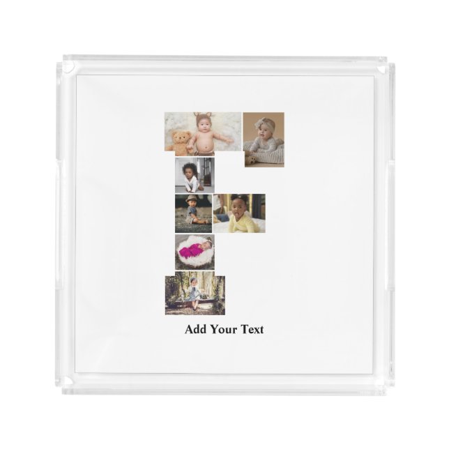 Design Your Own Letter F Photo Collage Acrylic Tray (Front)