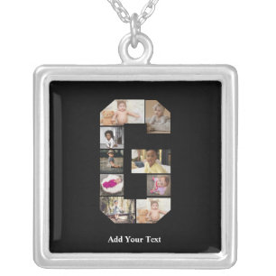 Design Your Own Letter G Photo Collage Silver Plated Necklace