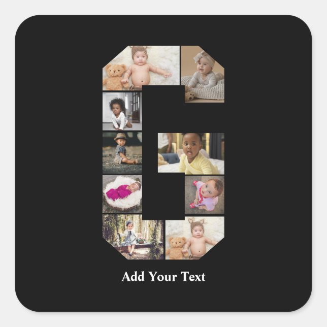 Design Your Own Letter G Photo Collage Square Sticker (Front)