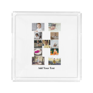 Design Your Own Letter H Photo Collage Acrylic Tray