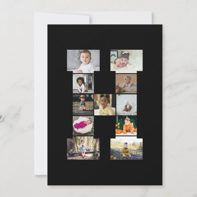 Design Your Own Letter H Photo Collage Announcement (Front)