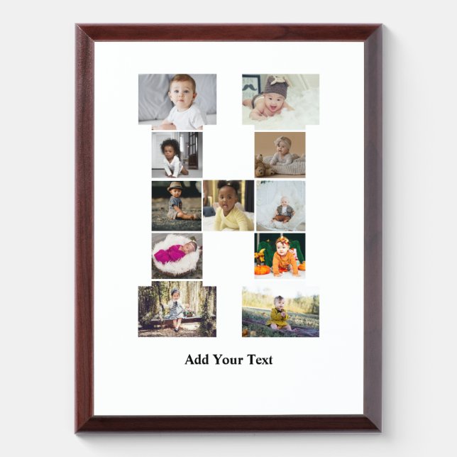 Design Your Own Letter H Photo Collage Award Plaque (Vertical)