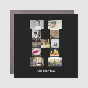Design Your Own Letter H Photo Collage Car Magnet