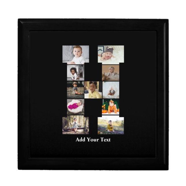 Design Your Own Letter H Photo Collage Gift Box (Front)