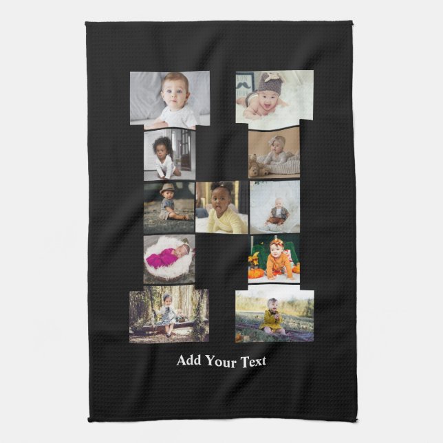 Design Your Own Letter H Photo Collage Kitchen Towel (Vertical)