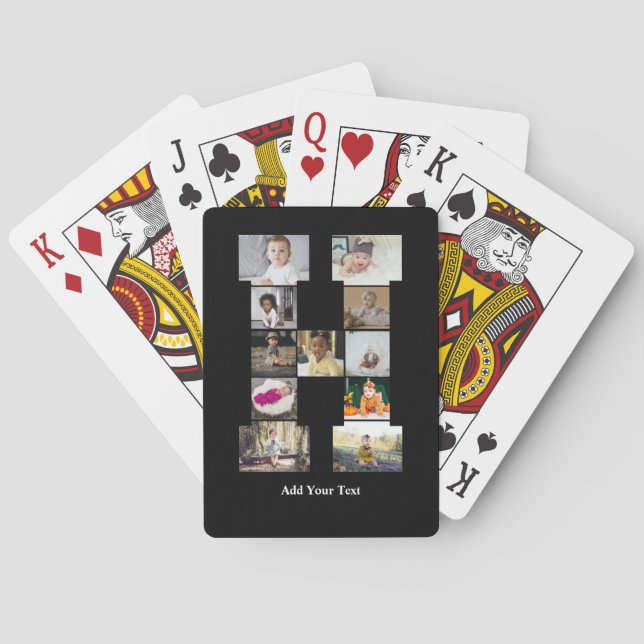 Design Your Own Letter H Photo Collage Poker Cards (Back)