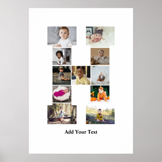 Design Your Own Letter H Photo Collage Poster (Front)