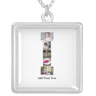 Design Your Own Letter I Photo Collage Silver Plated Necklace