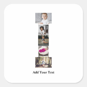 Design Your Own Letter I Photo Collage Square Sticker