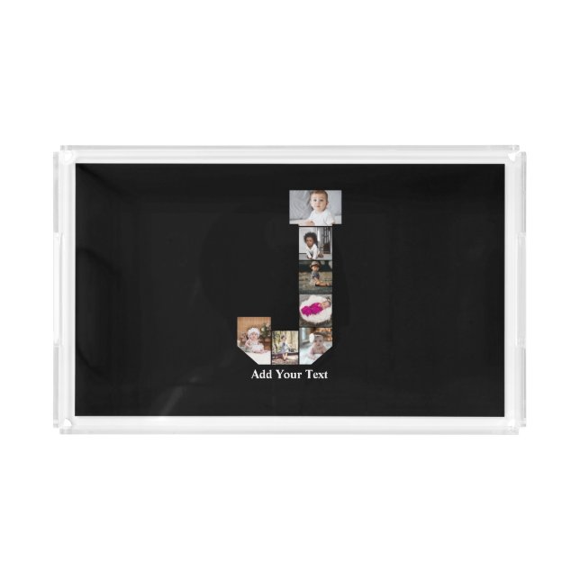 Design Your Own Letter J Photo Collage Acrylic Tray (Front)