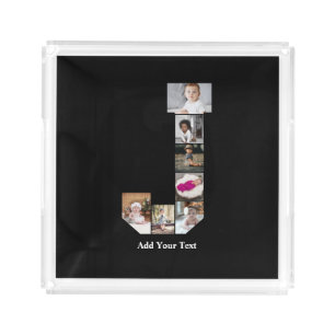 Design Your Own Letter J Photo Collage Acrylic Tray
