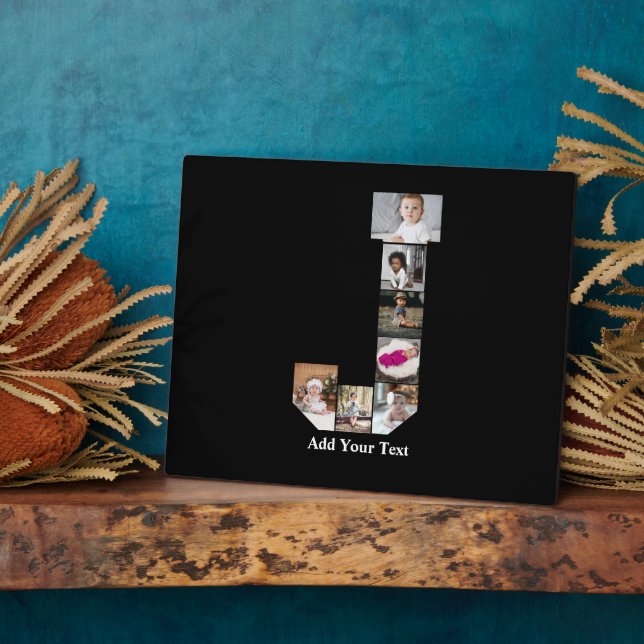 Design Your Own Letter J Photo Collage Plaque (Side)