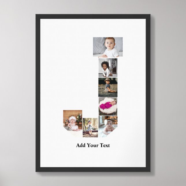 Design Your Own Letter J Photo Collage Poster (Framed Front)