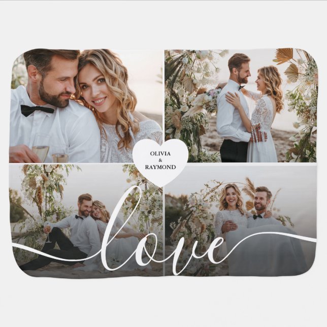 Design Your Own Love Collage Photography Baby Blanket (Horizontal)