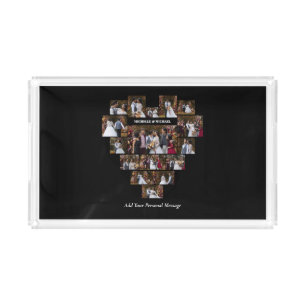 Design Your Own Love Heart Shaped Photo Collage Acrylic Tray
