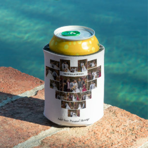 Design Your Own Love Heart Shaped Photo Collage Can Cooler