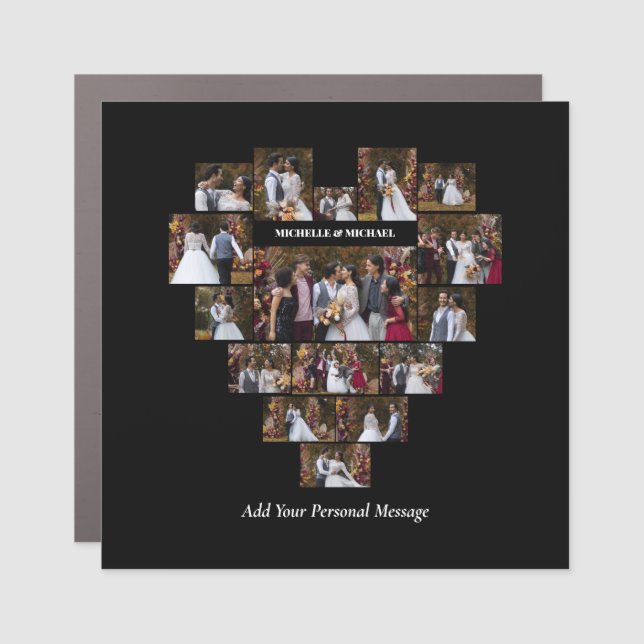 Design Your Own Love Heart Shaped Photo Collage Car Magnet (Front)