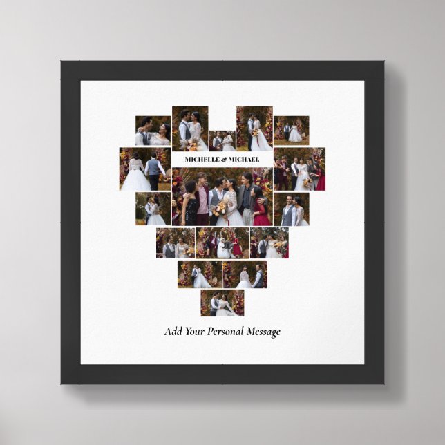 Design Your Own Love Heart Shaped Photo Collage Framed Art (Framed Front)