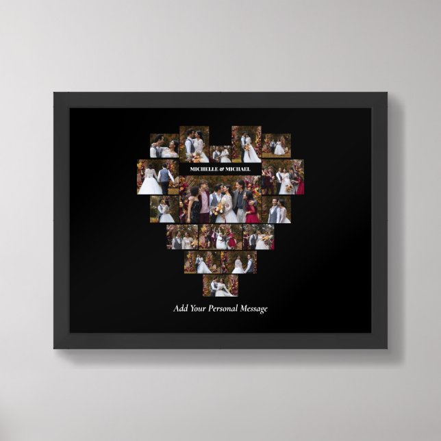 Design Your Own Love Heart Shaped Photo Collage Framed Art (Framed Front)