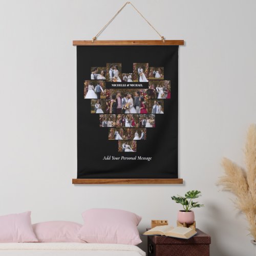 Design Your Own Love Heart Shaped Photo Collage Hanging Tapestry
