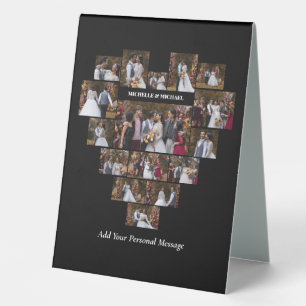 Design Your Own Love Heart Shaped Photo Collage Table Tent