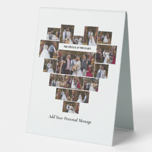 Design Your Own Love Heart Shaped Photo Collage Table Tent