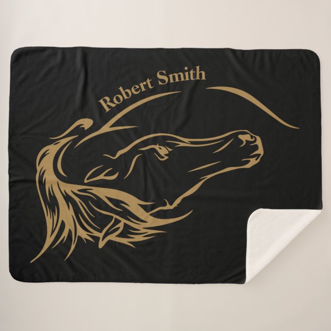 Design your Own Modern Horse Equestrian Polo  Sherpa Blanket (Front (Horizontal))