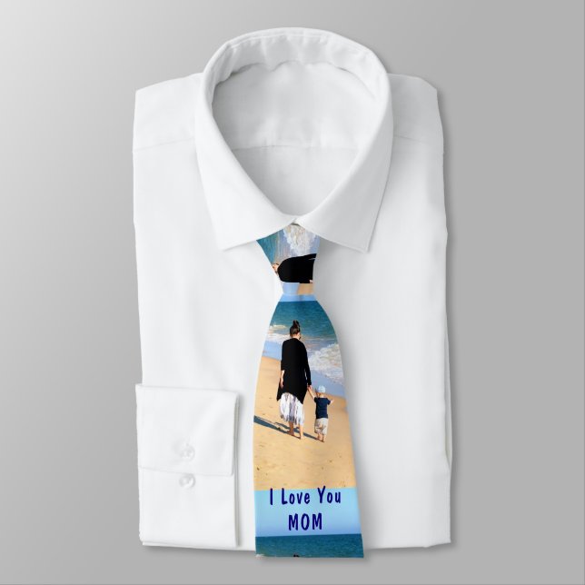 Design Your Own Mom Photo Neck Tie Gift with Text (Tied)