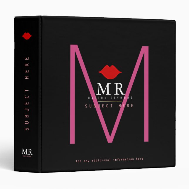 design your own monogram on black prof or study binder (Front/Spine)