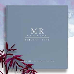 Design Your Own Monogrammed Dusty Blue 3 Ring Binder