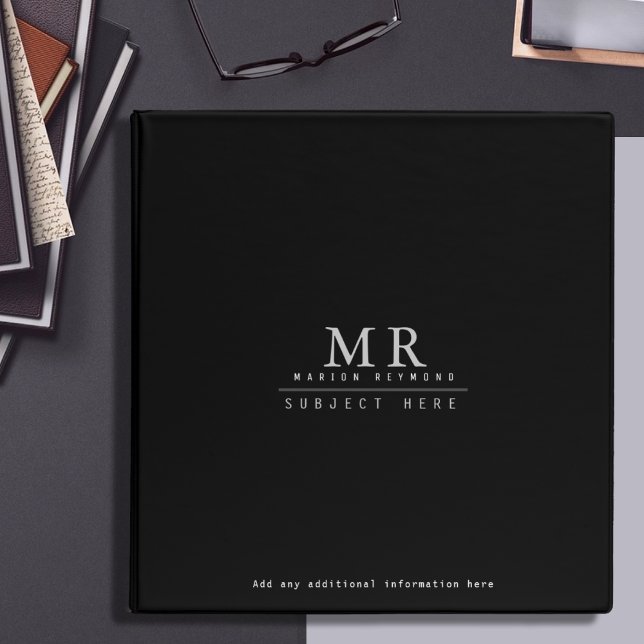 Design your own monogrammed on black 3 ring binder (Creator Uploaded)