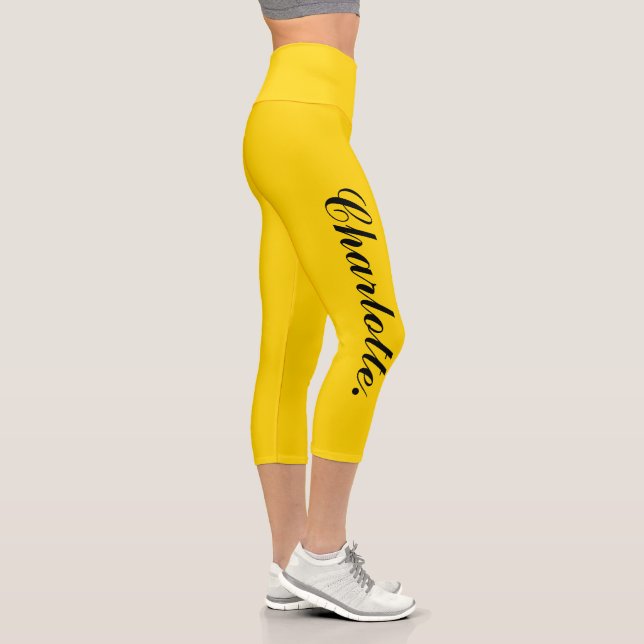 Design Your Own Name on Stylish Gold Capri Leggings (Right)