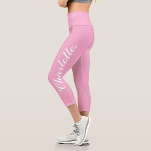 Design Your Own Name on Stylish Light Pink Capri Leggings