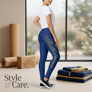 Design Your Own Name on Stylish Navy Leggings