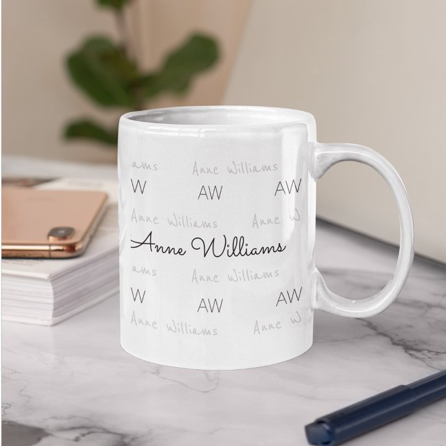Design your own name pattern clean & clear coffee mug (custom script name)