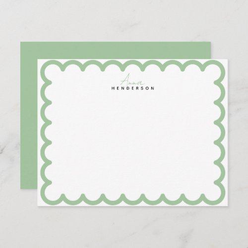 Design Your Own Note Card Grey Tartan Border