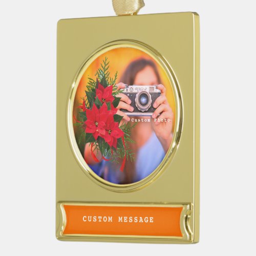 Design Your Own Personalized Memory Christmas Gold Plated Banner Ornament