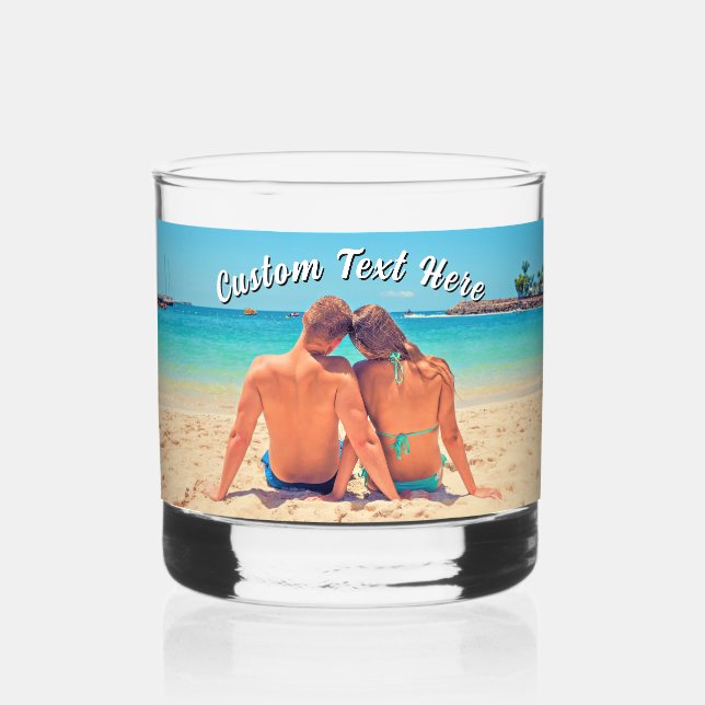 Design Your Own Personalized Text Custom Photo Whiskey Glass (Front)