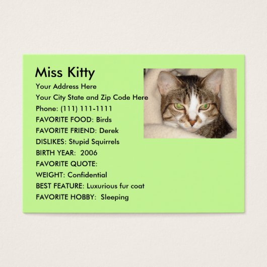 Design your own pet card (Front)