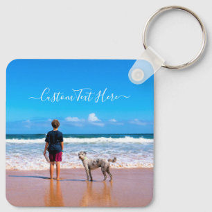 Design Your Own Pet Photo Keychain Gift with Text