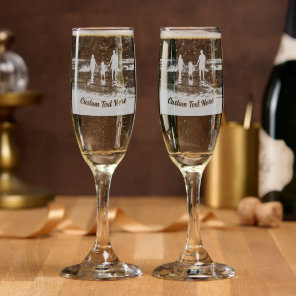 Design Your Own Photo and Text Personalized Champagne Flute
